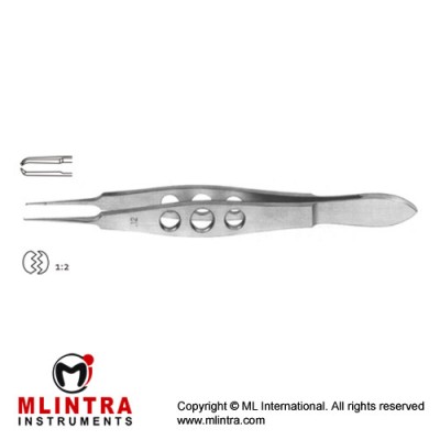 Castroviejo Suture Tying Forcep 1 x 2 Teeth with Tying Platform Stainless Steel, 11 cm - 4 1/4" Tip Size 0.12 mm
